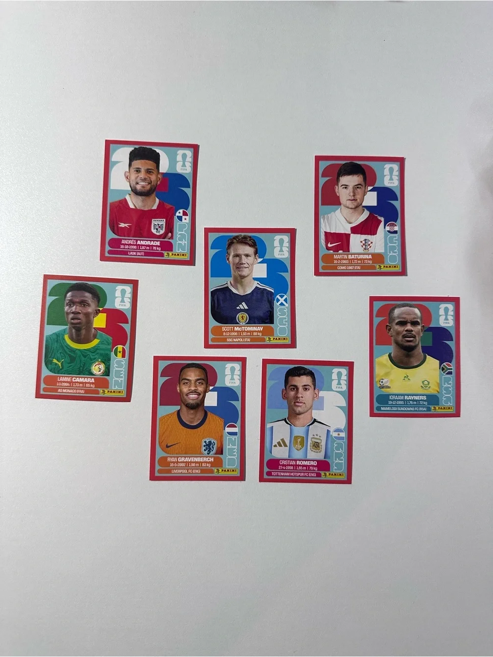 Panini FIFA World Cup 2026  - Red borders - 7 shown